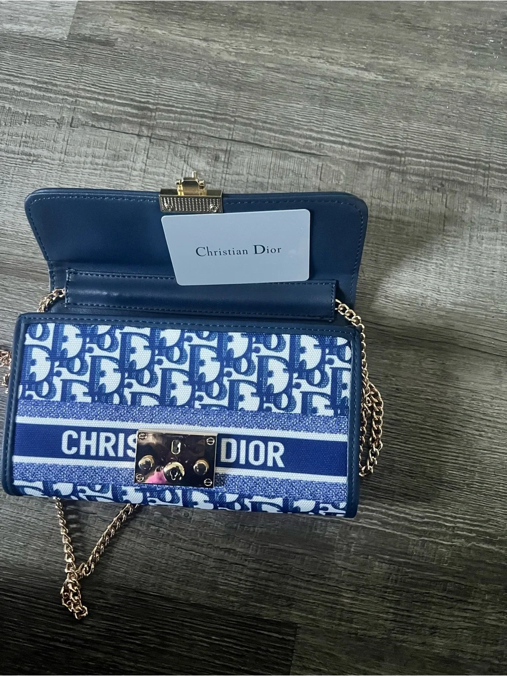 Christian Dior Blue Logo Canvas Wallet